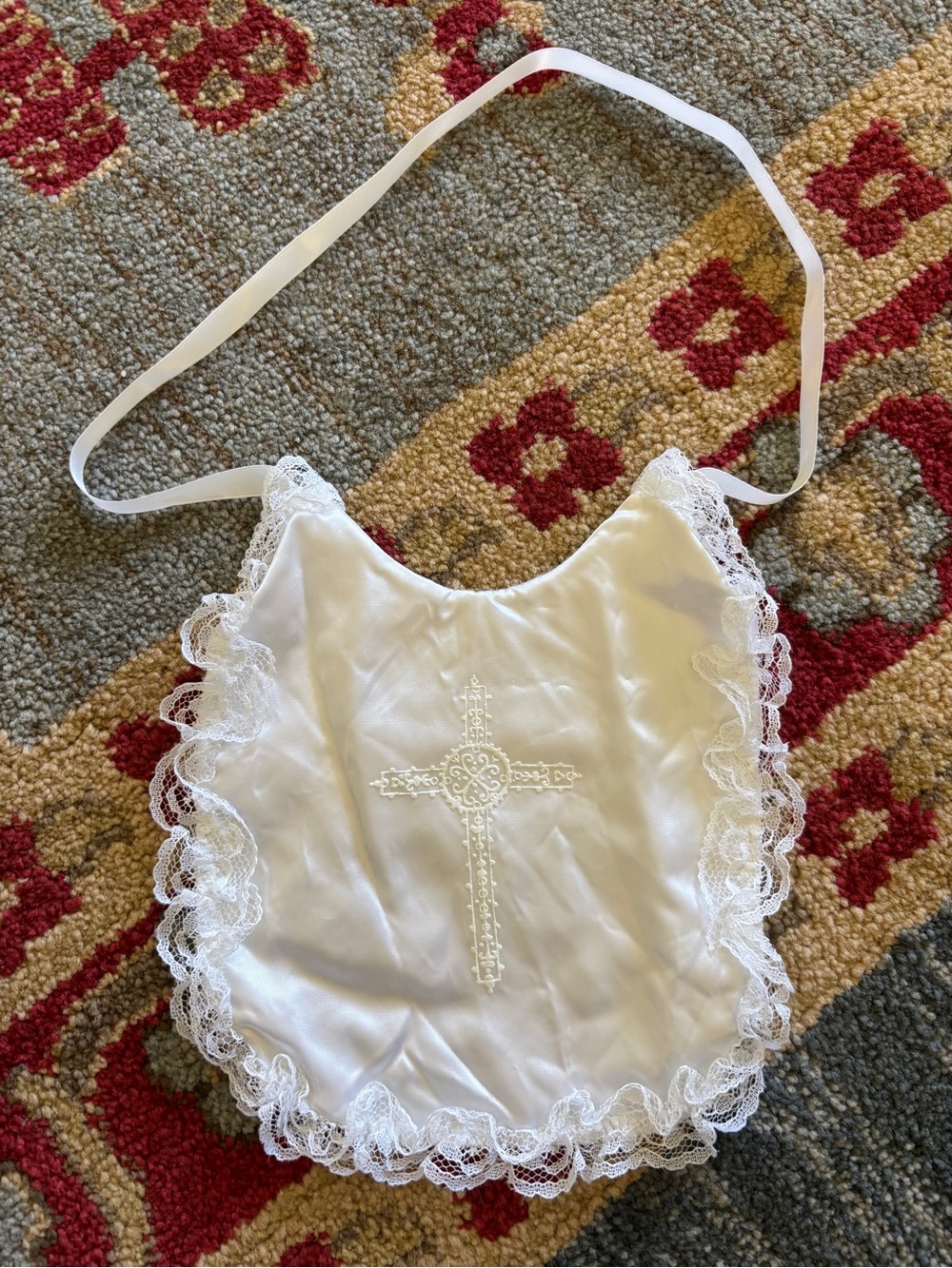 Baby baptism christening silky bib vintage 80’s/90’sn